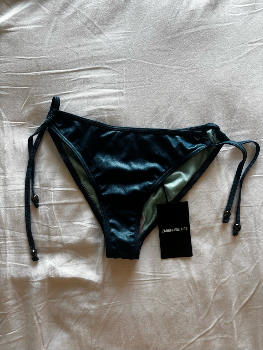 Zadig & Voltaire Dark Teal Tie-Side Bikini Bottoms